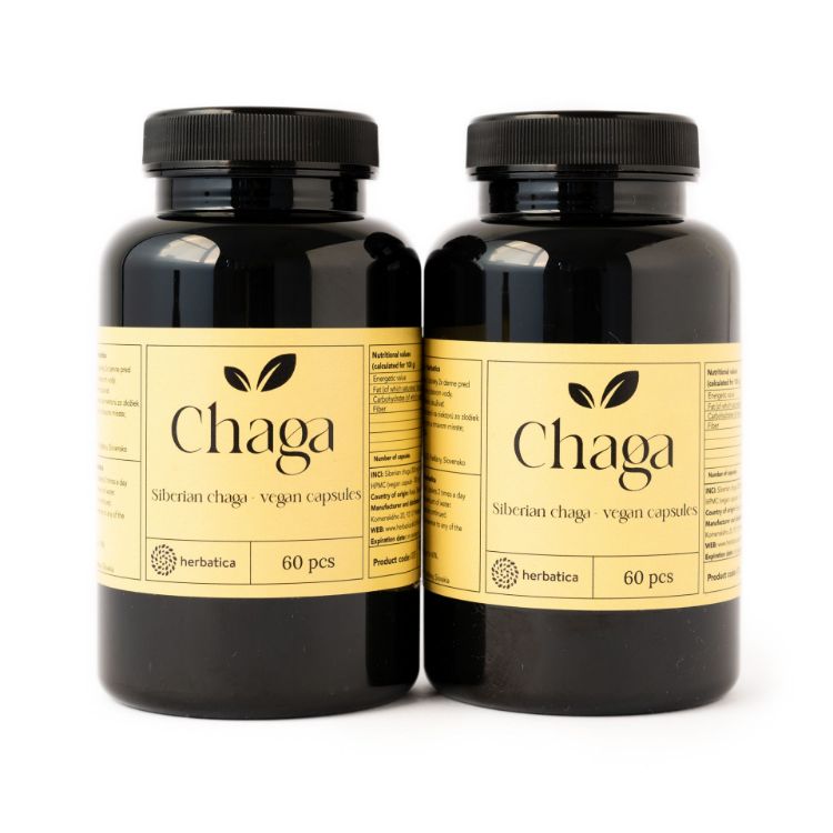 Kép Kedvezményes készlet: 2 x Szibériai Chaga - 60 vegán kapszula (300mg/kapszula) - Herbatica