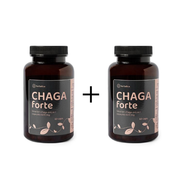 Kép Akciós készlet: 2 x Szibériai Chaga FORTE - 60 vegán kapszula (600mg/kapszula) - Herbatica