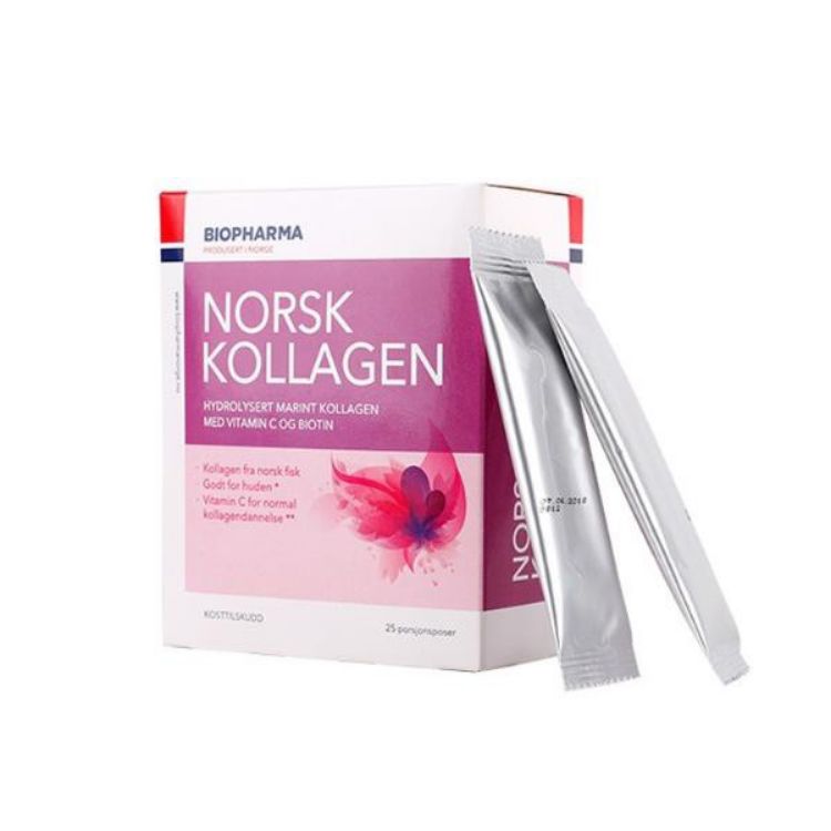 Kép Biopharma - Norsk Kollagen - hydrolyzovaný morský kolagén s vitamínom C a biotinom - 25x5 g Opciók (Príchuť): Málna