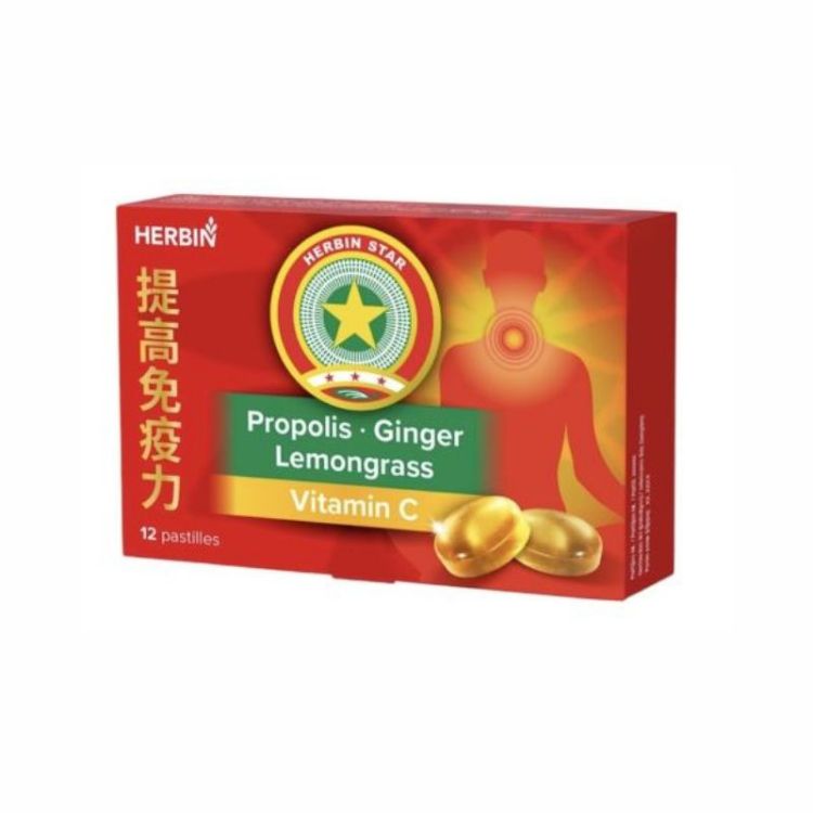 Kép HealthNA Szopogató cukorkák gyömbérrel, propolissal és C-vitaminnal - 12db - Herbin