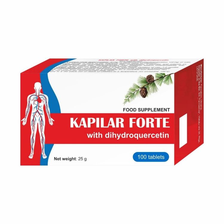 Kép KAPILAR FORTE - étrend-kiegészítő dihidroquercetinnel, rutinnal és C-vitaminnal - 100 tabletta - Farmakom