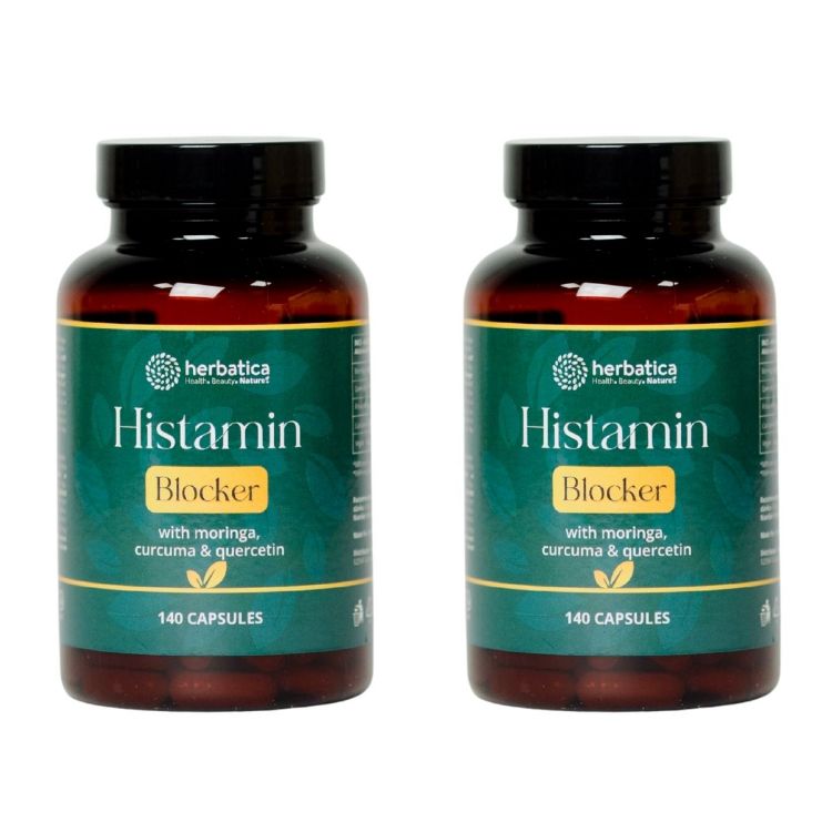 Kép Kedvezményes készlet: 2 x hisztamin blokkoló moringával, kurkumával és kvercetinnel - 140 kapszula - Herbatica