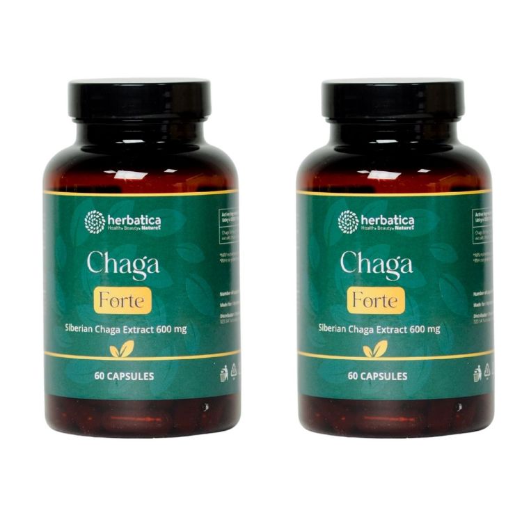 Kép Akciós készlet: 2 x Szibériai Chaga FORTE - 60 vegán kapszula (600mg/kapszula) - Herbatica