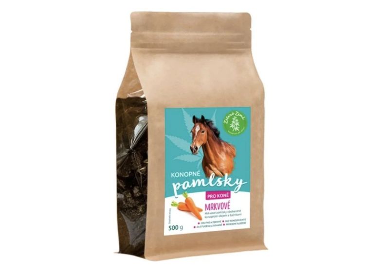 Kép Kenderes jutalomfalatok lovaknak – sárgarépa ízesítéssel – 500 g – Zelená Země