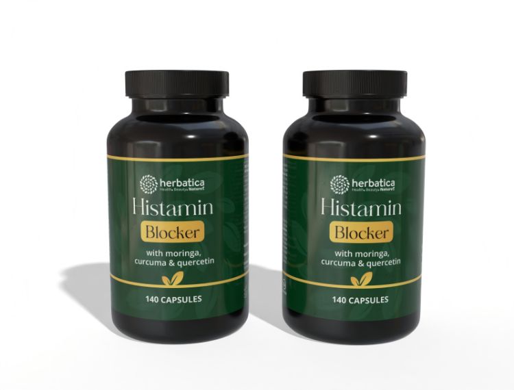 Kép Kedvezményes készlet: 2x hisztamin blokkoló moringával, kurkumával és kvercetinnel - 140 kapszula - Herbatica