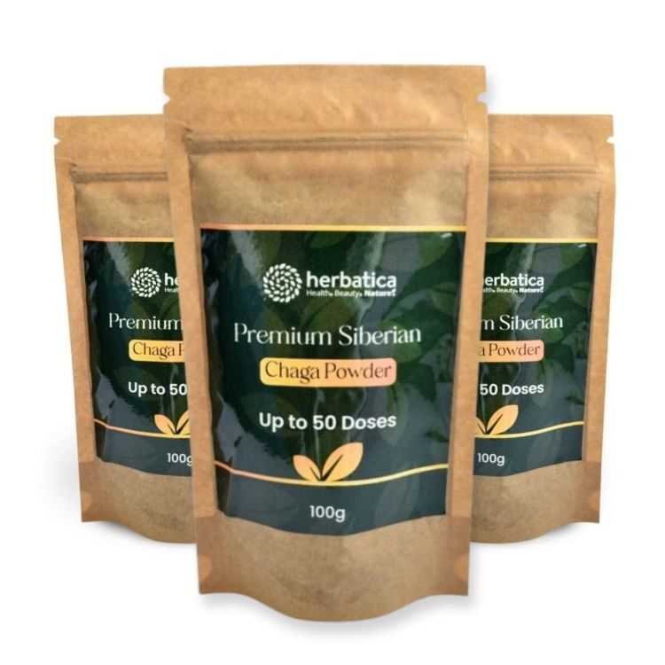 Kép Akciós készlet: 3x Prémium szibériai Chaga 100% por - 100g - Herbatica