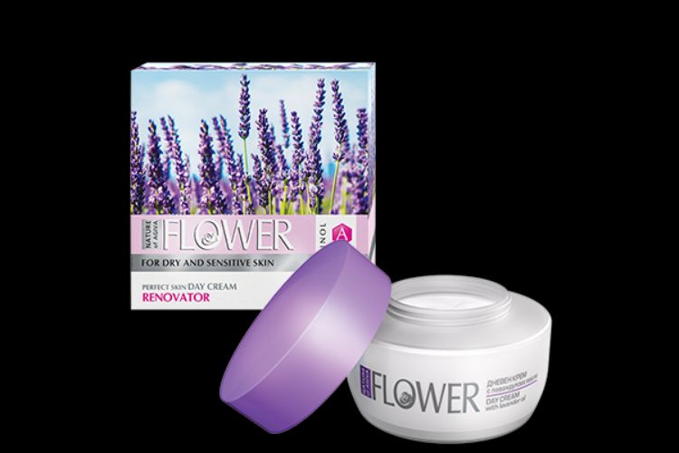 Kép FLOWER ragyogást fokozó nappali arckrém száraz és érzékeny bőrre levendulakivonattal 50 ml - NATURE OF AGIVA