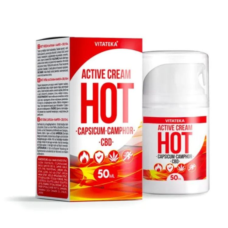 Kép Vitateka melegítő krém paprikával, kámforral és CBD-vel – 50 ml