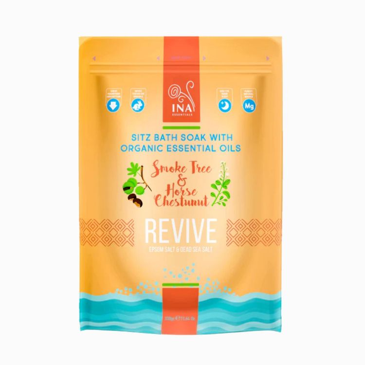 Kép Revive fürdősó vadgesztenyével és cserszömörceolajjal – fáradt lábakra és szülés utáni bőrápoláshoz – 330 g – INA Essentials