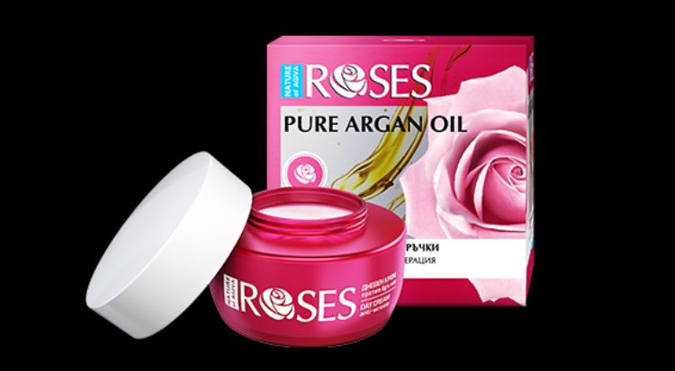 Kép ROSES intenzív nappali ránctalanító krém rózsaolajjal, argánnal és tengeri kollagénnel normál bőrre 50 ml - NATURE OF AGIVA