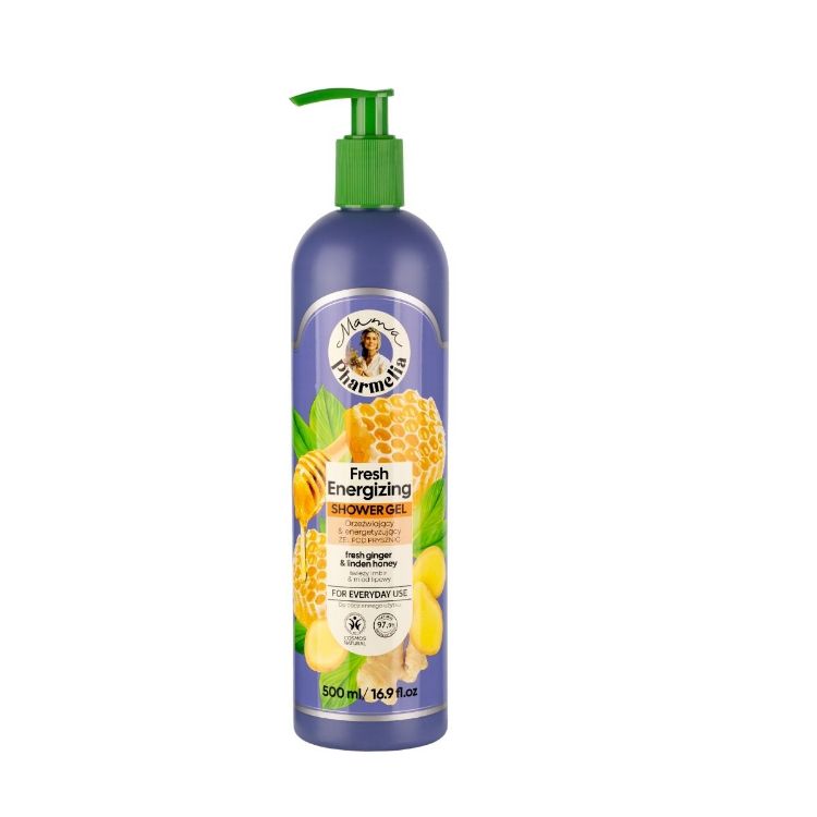 Kép Mama Pharmelia frissítő, energizáló tusfürdő gyömbérrel és hársmézzel - 500 ml