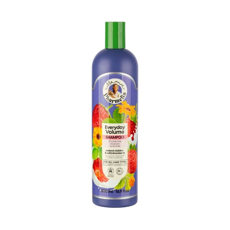 Kép Mama Pharmelia mindennapi volumennövelő sampon aludttejjel és erdei szamócával - 500 ml