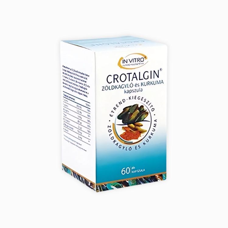Kép IN VITRO Crotalgin kapszula – természetes ízülettámogatás zöldkagyló- és kurkumakivonattal – 60 kapszula – InVitro
