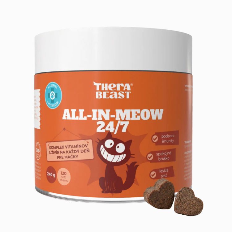Kép All-in-meow 24/7 – vitamin- és tápanyag-komplex macskáknak – 120 db – Therabeast