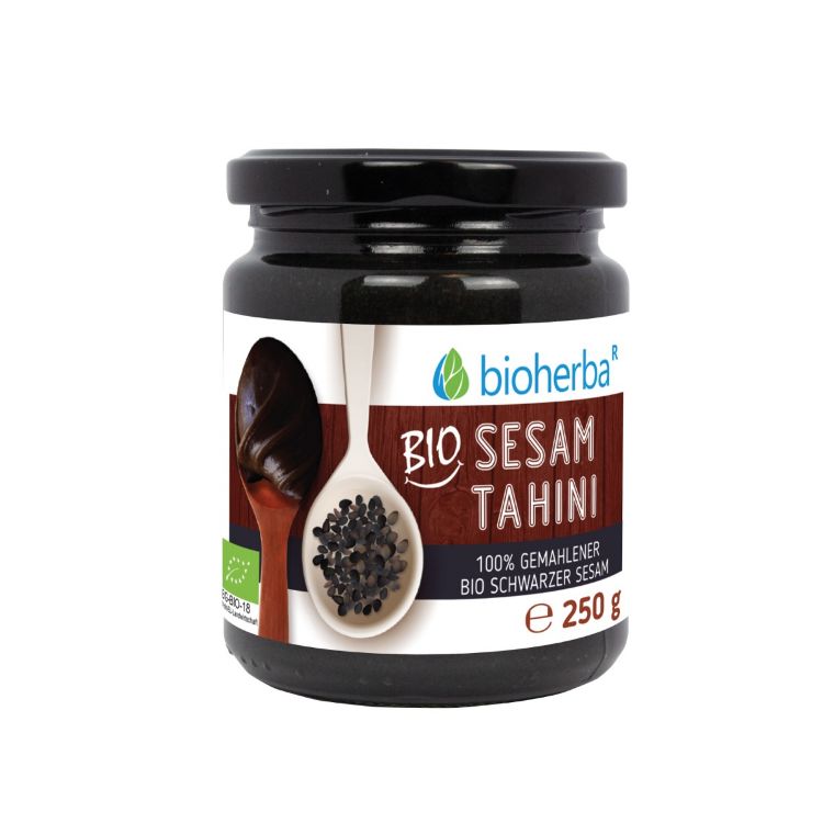 Kép 100% bio szezám tahini őrölt bio fekete szezámból – 250 g – Bioherba