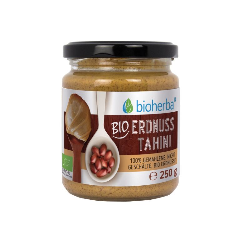 Kép 100% bio földimogyoró-tahini őrölt, hámozatlan magokból – 250 g – Bioherba