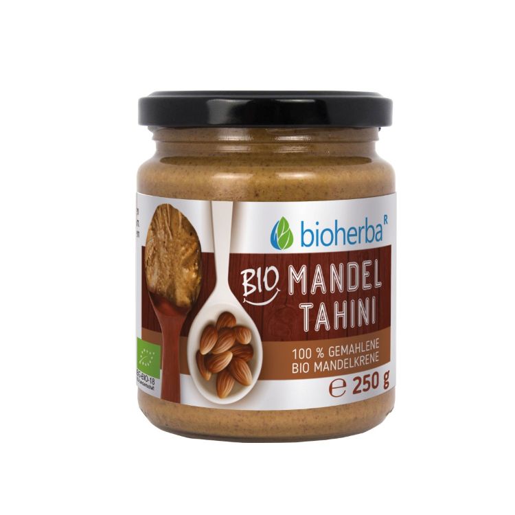 Kép 100% bio mandulatahini finomra őrölt bio mandulabélből – 250 g – Bioherba