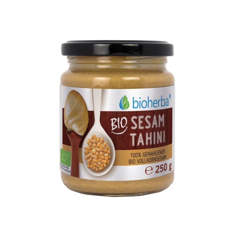 Kép 100% bio szezám tahini őrölt bio teljes kiőrlésű szezámból – 250 g – Bioherba