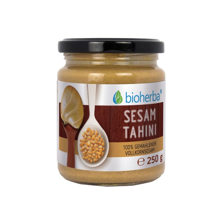 Kép 100% szezámos tahini őrölt teljes kiőrlésű szezámból – 250 g – Bioherba