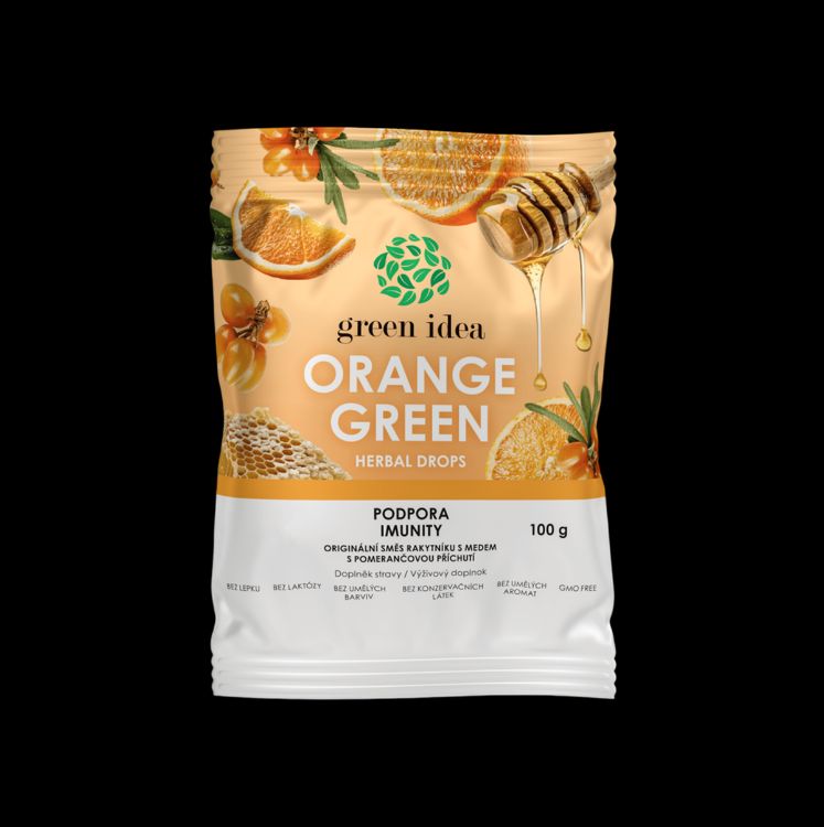 Kép Orange Green gyógynövényes cukorka homoktövissel, 100 g – Green idea