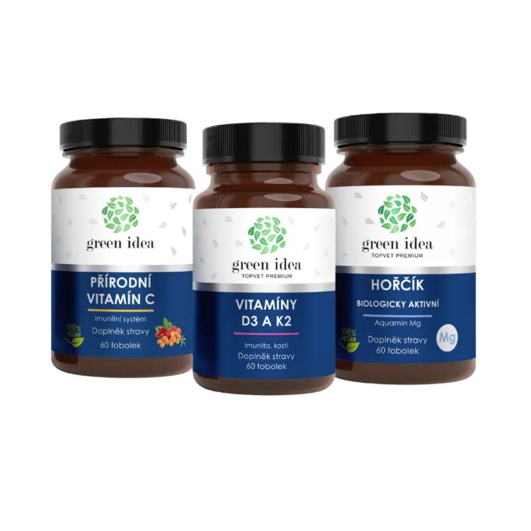 Kép Kedvezményes Izmok, csontok és immunrendszer csomag: Magnézium + D3- és K2-vitamin + C-vitamin – Green idea