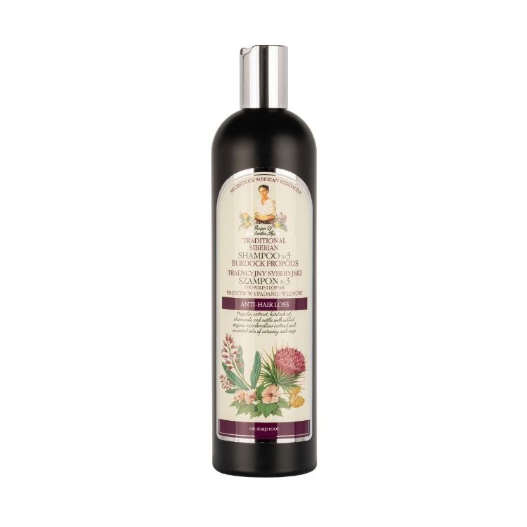 Kép Babička Agafia №3 bojtorjános-propoliszos sampon hajhullásra hajlamos hajra – 550 ml