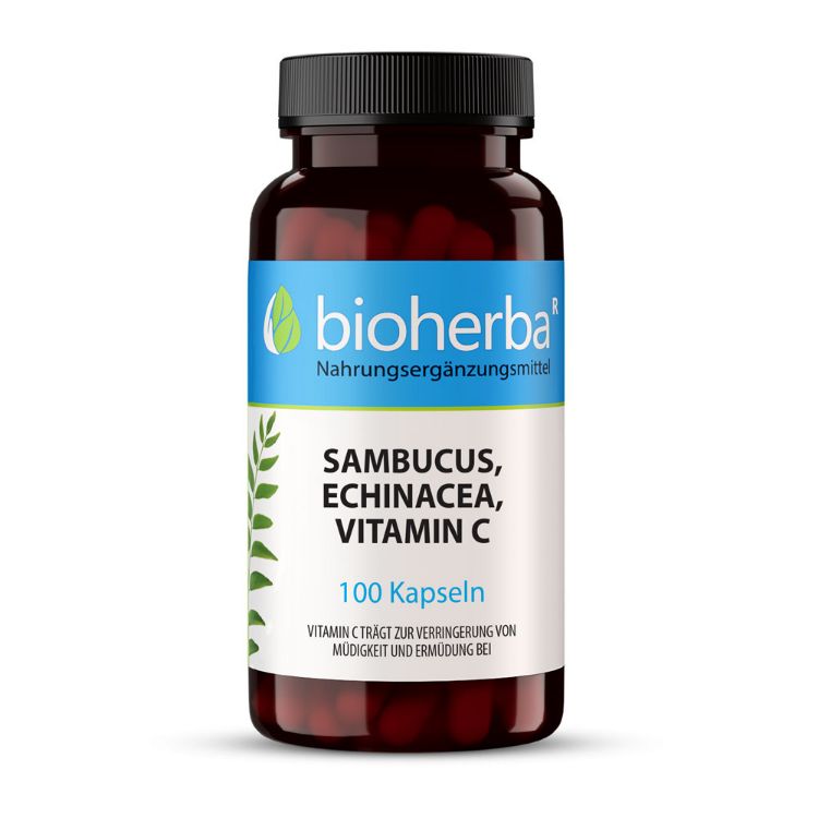 Kép Fekete bodza, echinacea és C-vitamin – 100 kapszula – Bioherba