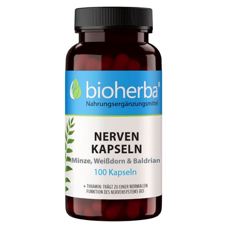 Kép Bioherba idegrendszert támogató kapszula mentával, galagonyával és macskagyökérrel – 100 kapszula