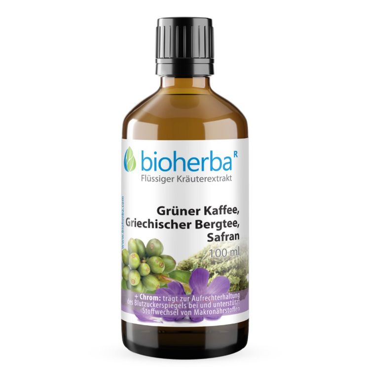 Kép Zöld kávé, görög hegyi tea és sáfrány cseppek – tinktúra – 100 ml – Bioherba