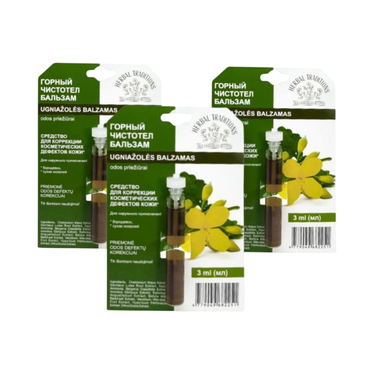 Kép Kedvezményes szett: 3x Hegyi vérehulló fecskefű „tisztítófű” – elixír szemölcsökre – 3 ml – Herbal Traditions