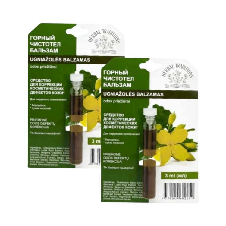 Kép Kedvezményes szett: 2x hegyi vérehulló fecskefű elixír szemölcsökre – 3 ml – Herbal Traditions