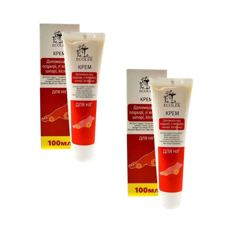 Kép Ecolek kedvezményes szett: 2× lábápoló krém sarkantyúra, bütyökre és köszvényes panaszokra - 100 ml