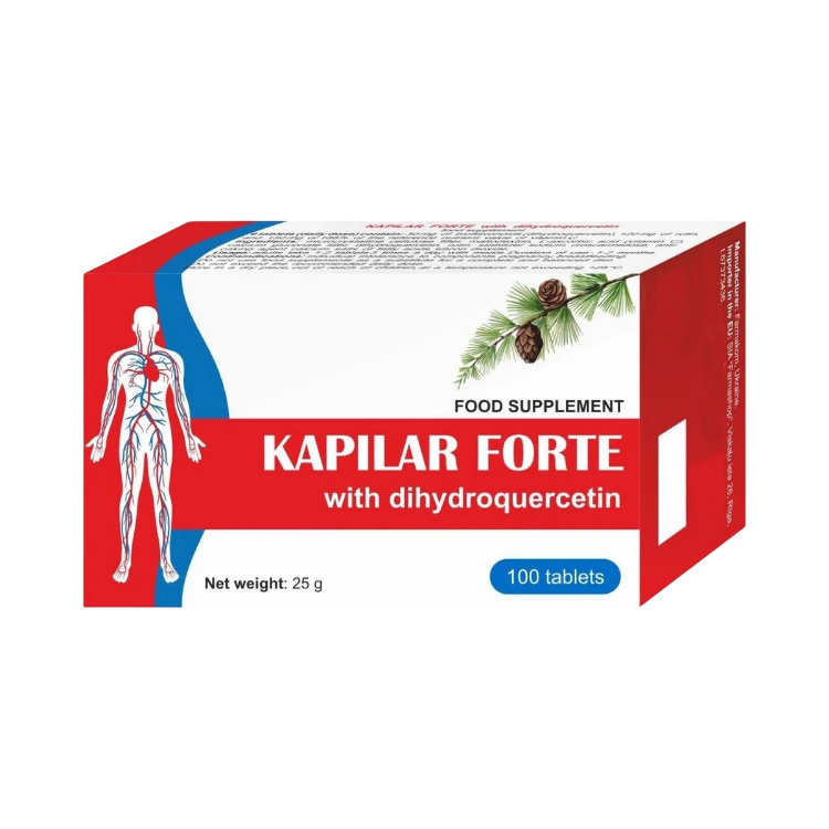 Kép KAPILAR FORTE étrend-kiegészítő dihidrokvercetinnel, rutinnal és C-vitaminnal – 100 tabletta – Farmakom