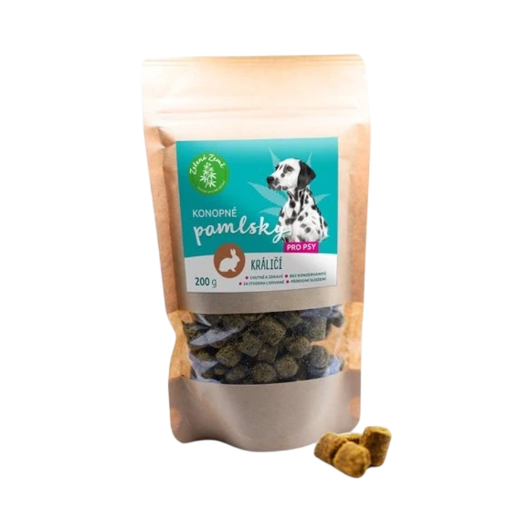 Kép Kenderes jutalomfalat kutyáknak – nyulas íz - 200 g - Zelená Země
