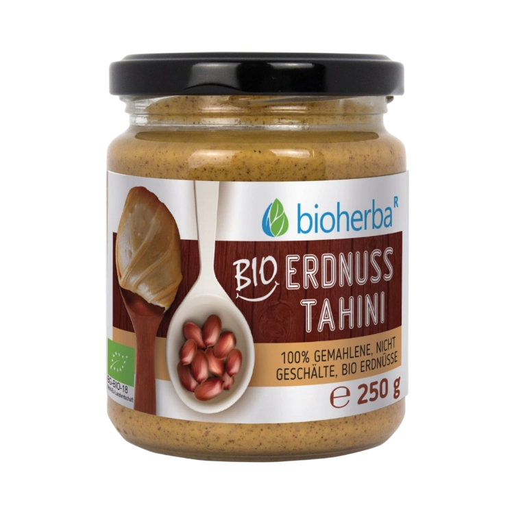 Kép 100% bio földimogyoró-tahini őrölt, hámozatlan magokból – 250 g – Bioherba