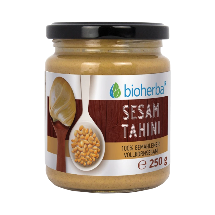 Kép 100% szezámos tahini őrölt teljes kiőrlésű szezámból – 250 g – Bioherba