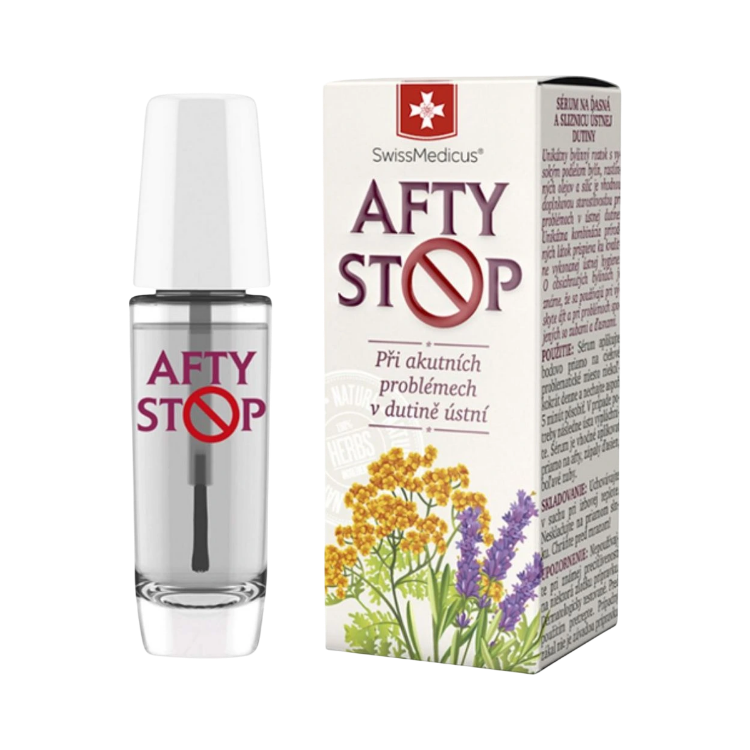 Kép AftyStop SwissMedicus gyógynövényes szérum ínyre és szájnyálkahártyára – 10 ml