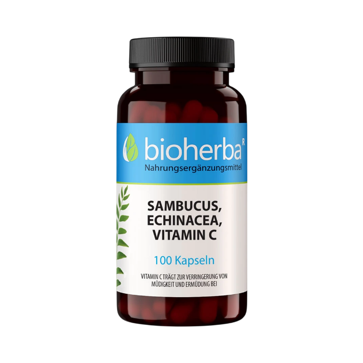 Kép Fekete bodza, echinacea és C-vitamin – 100 kapszula – Bioherba