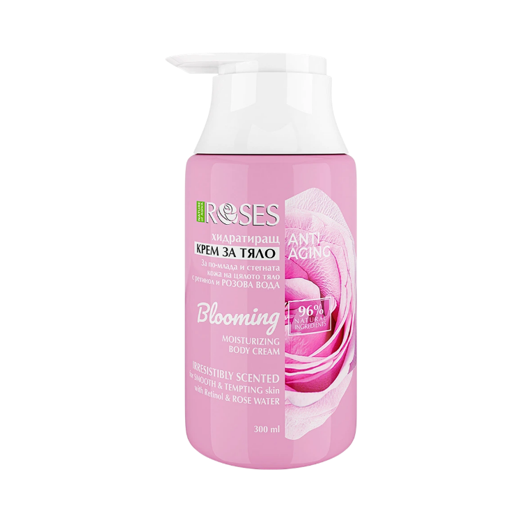 Kép BLOOMING hidratáló anti-aging testápoló krém rózsavízzel és retinollal 300 ml - NATURE OF AGIVA
