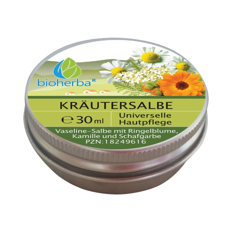 Kép Bioherba gyógynövényes kenőcs körömvirággal, kamillával és cickafarkkal – 30 ml