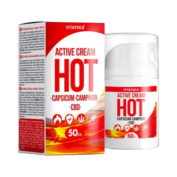 Kép Vitateka melegítő krém paprikával, kámforral és CBD-vel – 50 ml
