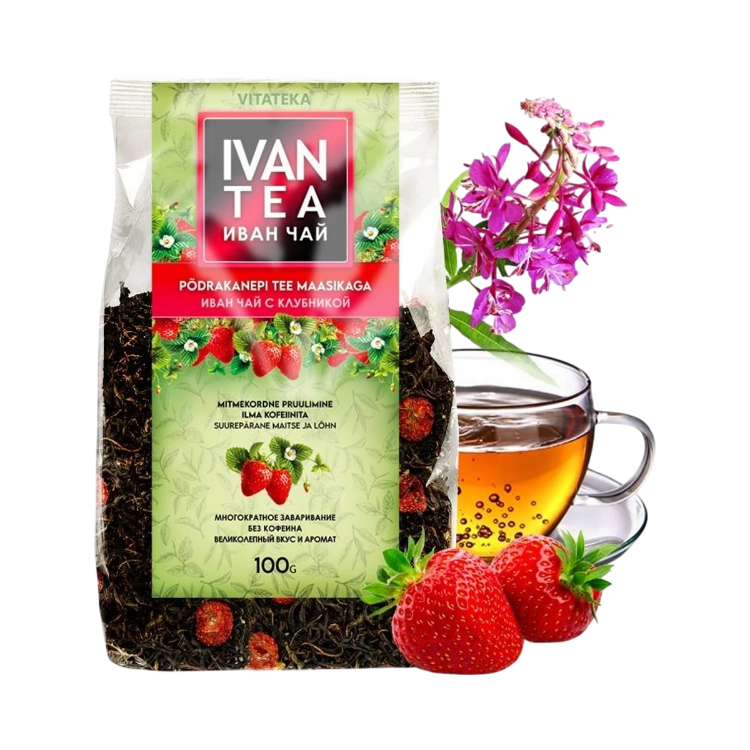 Kép Ivan tea (keskenylevelű füzike) eperrel – 100 g – Vitateka