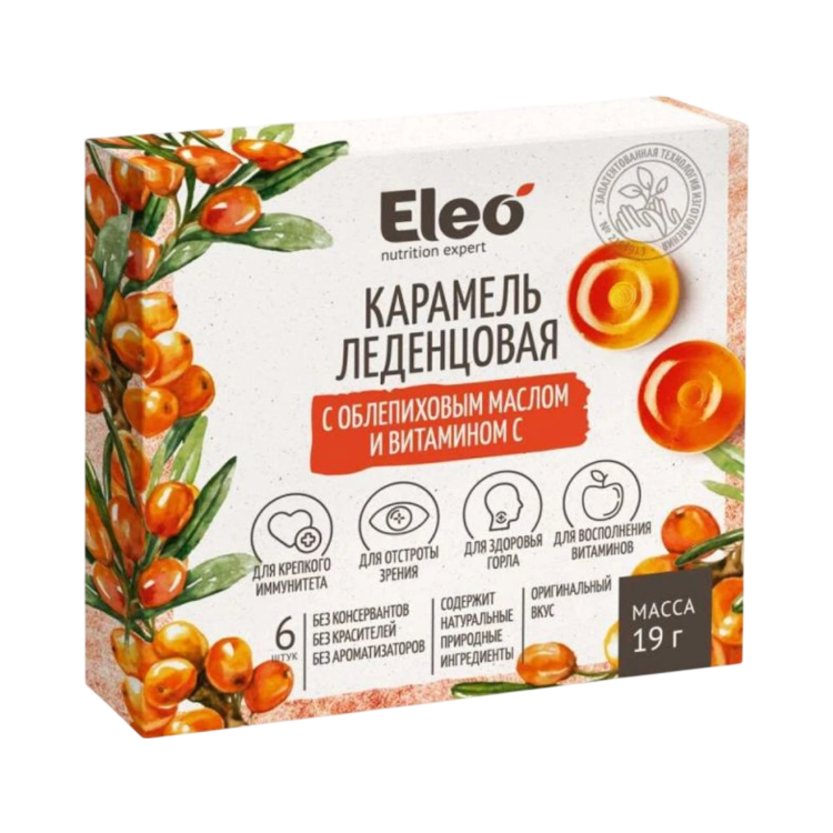 Kép ELEO karamellcukorka homoktövisolajjal és C-vitaminnal – 6 db / 19 g