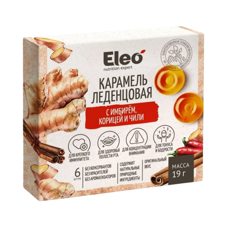 Kép ELEO karamellcukorkák gyömbérrel, fahéjjal és chilivel – 6 db / 19 g