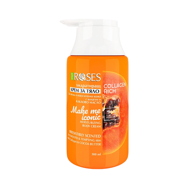 Kép MAKE ME ICONIC COLLAGEN+ hidratáló, bőrsimító testkrém papaya illattal 300 ml - NATURE OF AGIVA
