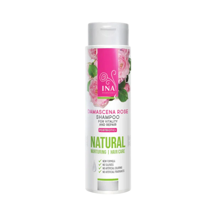 Kép INA Essentials természetes rózsás sampon száraz és sérült hajra – 200 ml