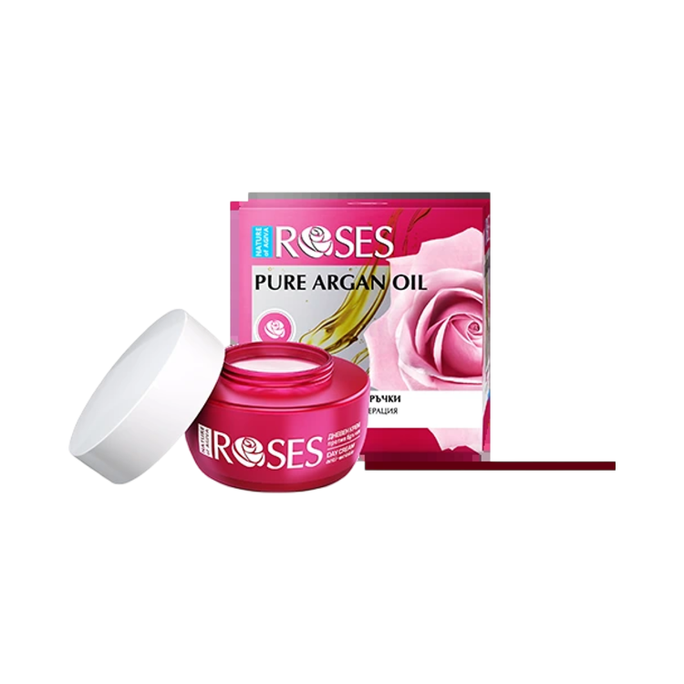 Kép ROSES intenzív nappali ránctalanító krém rózsaolajjal, argánnal és tengeri kollagénnel normál bőrre 50 ml - NATURE OF AGIVA