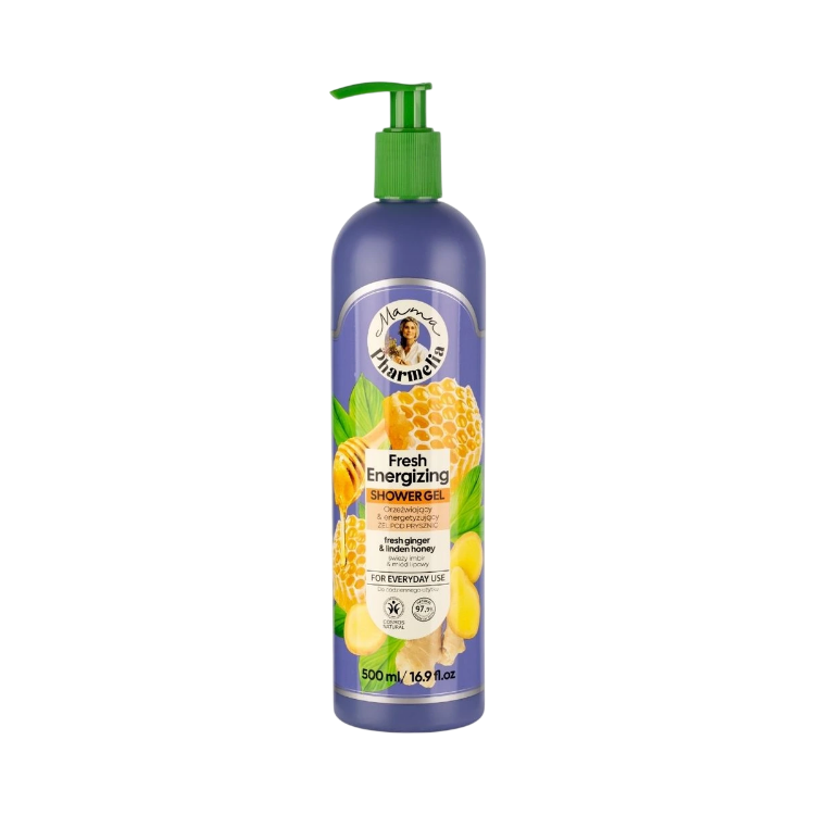 Kép Mama Pharmelia frissítő, energizáló tusfürdő gyömbérrel és hársmézzel - 500 ml