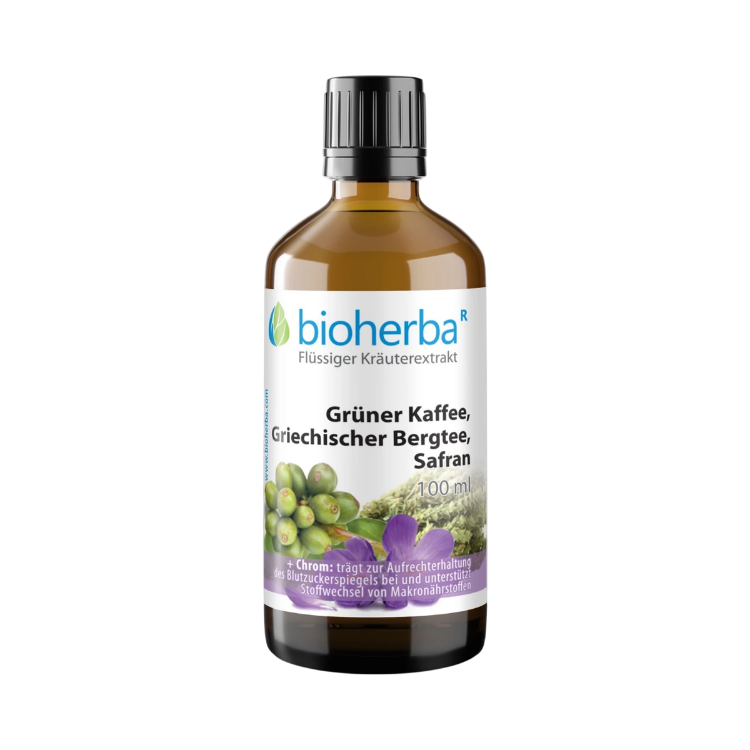 Kép Zöld kávé, görög hegyi tea és sáfrány cseppek – tinktúra – 100 ml – Bioherba
