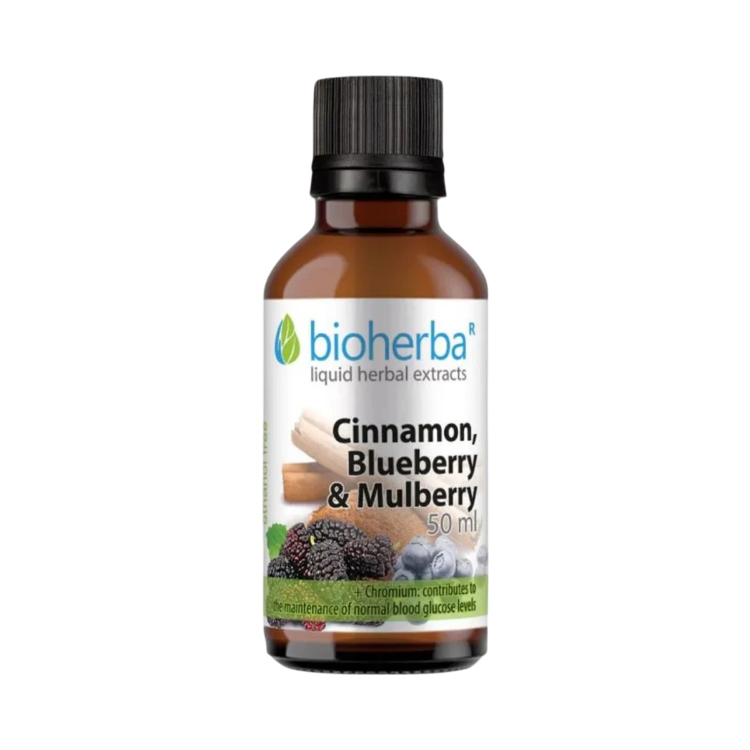 Kép Ceyloni fahéj, áfonya és fekete eperfa cseppek – tinktúra – 50 ml – Bioherba